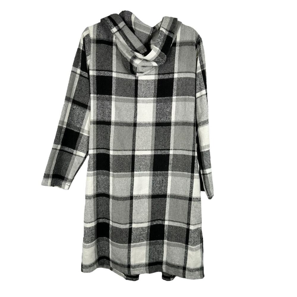 Gray Black White Checked Pattern Duster Coat Card… - image 2